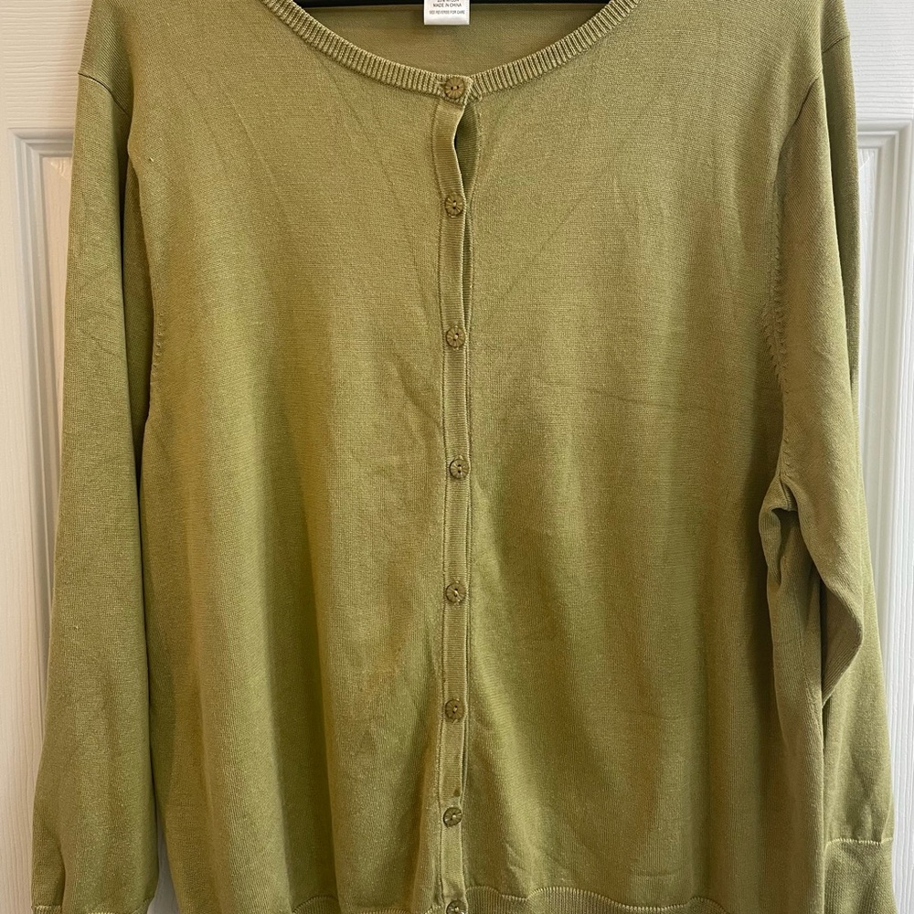 Pendleton Silk Blend Olive/Khaki Green Women's Cardigan Sweater, Size XL
